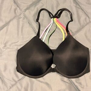 PINK Victoria's Secret Black and Multi-color Racerback Bra